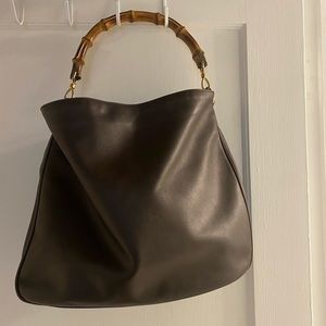 Gucci Bamboo Brown Leather Hobo Bag- 100% auth
